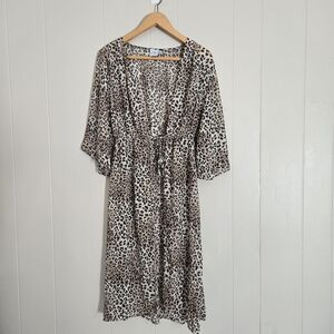 3/$15 Princess Polly leopard animal print cover up kimono duster layering size 4